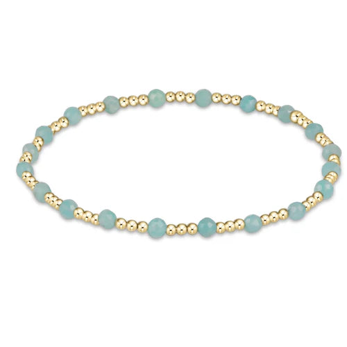 gemstone gold sincerity pattern 3mm bead bracelet - amazonite by enewton