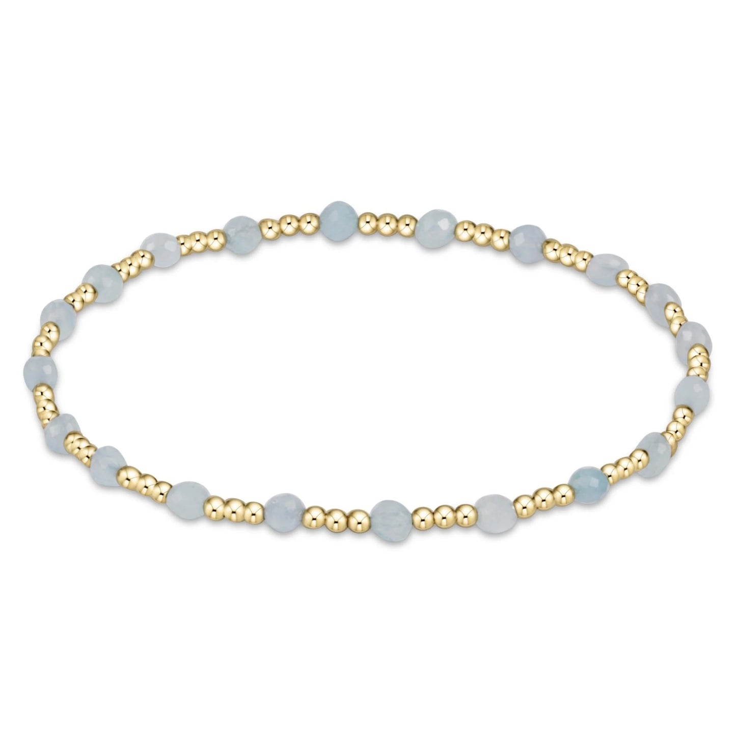 gemstone gold sincerity pattern 3mm bead bracelet - aquamarine by enewton
