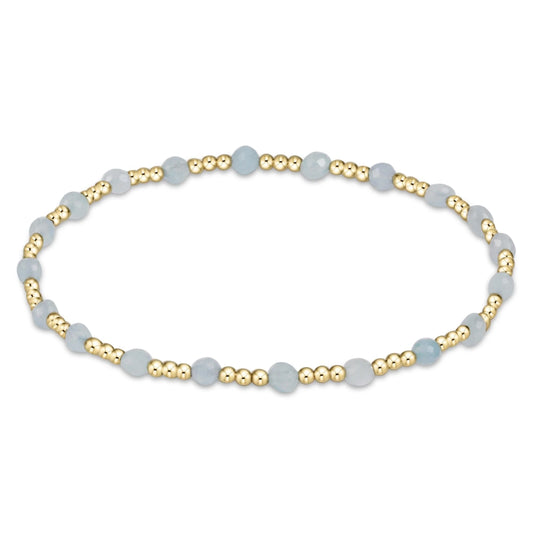 gemstone gold sincerity pattern 3mm bead bracelet - aquamarine by enewton