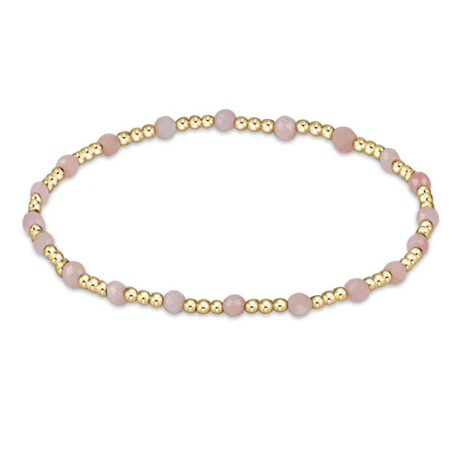 gemstone gold sincerity pattern 3mm bead bracelet - pink opal by enewton