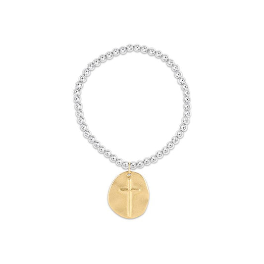 classic sterling mixed metal 4mm bead bracelet - inspire gold charm by enewton