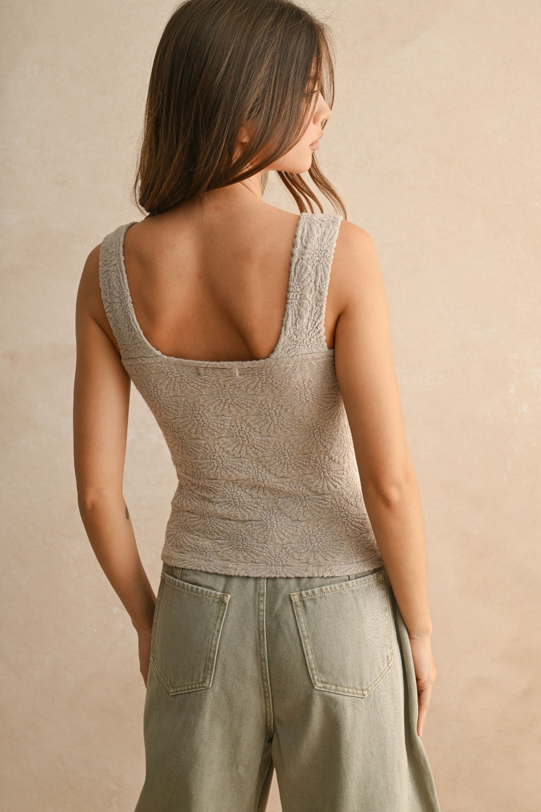 Beatrix Textured Washed Sleeveless Knit Top