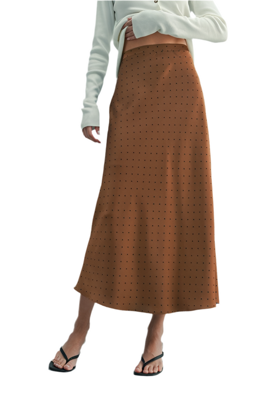 Fran Polka Dot Satin Midi Skirt