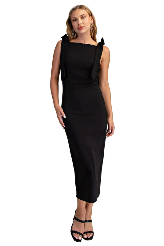 Evie Black Midi Bow Dress