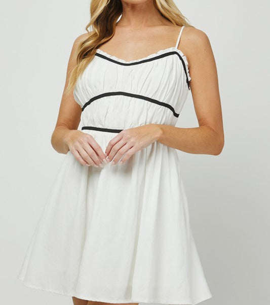 Lenny Off White Smocked Mini Dress