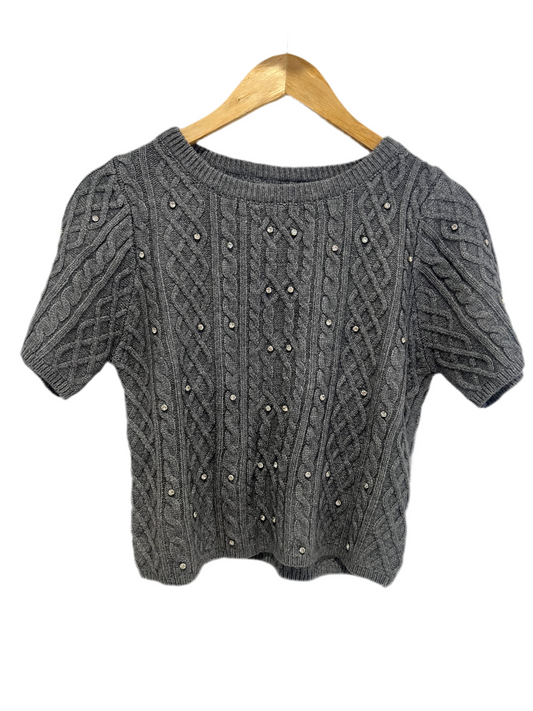 Charlotte Short Sleeve Sweater with Rhinestone