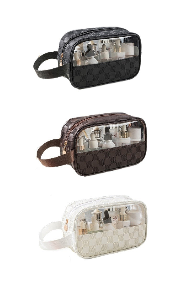 Checkered Monogram Clear Cosmetic Bag