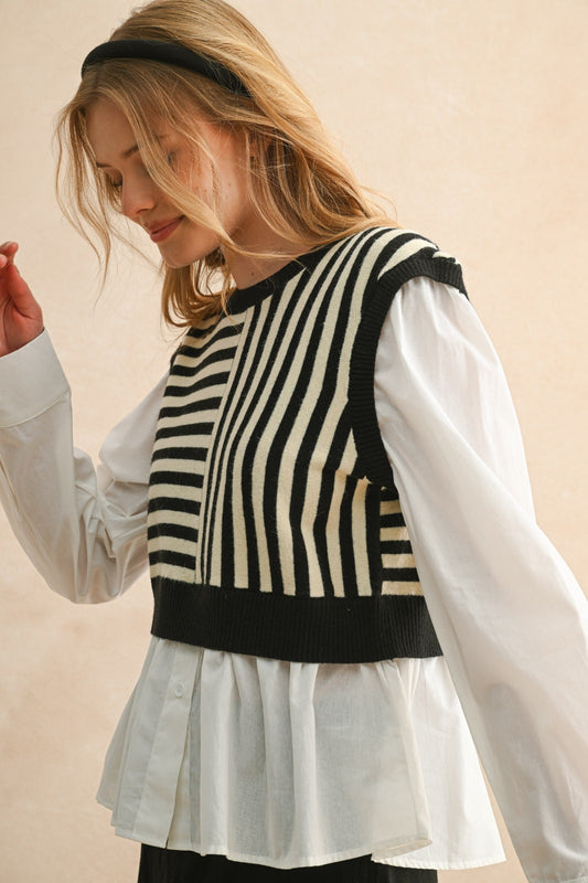 The Colette Stripe Pattern Combo Sweater