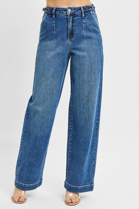 Sandra Wide Pleated Jeans