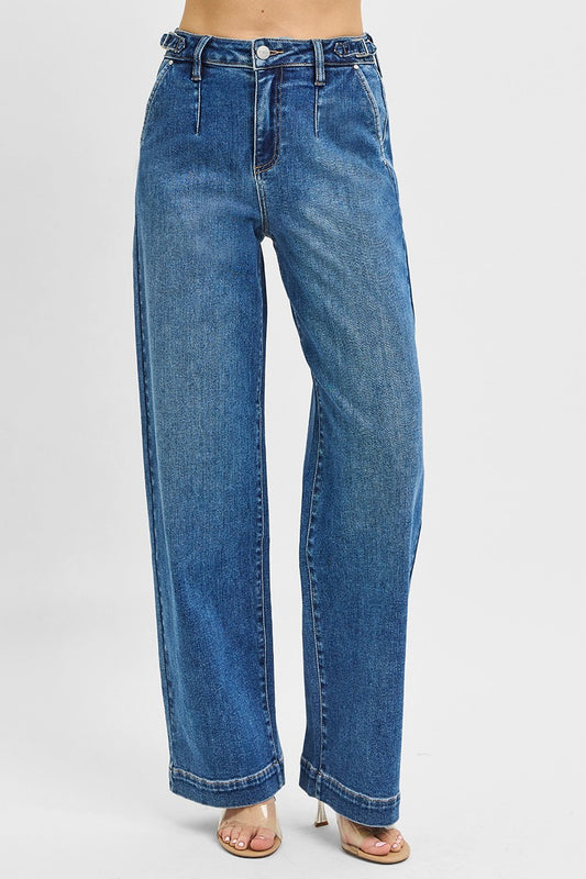 Sandra Wide Pleated Jeans
