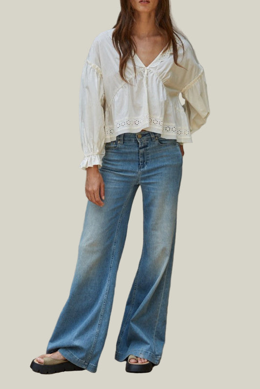 Willowisp Eyelet Collared Top