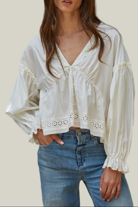 Willowisp Eyelet Collared Top