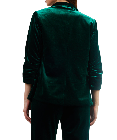 The Perfect Velvet Blazer With Ruched Sleeve