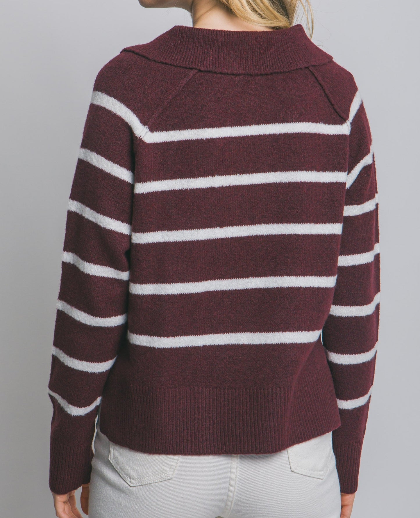 Eden V-neck Stripe Polo Sweater