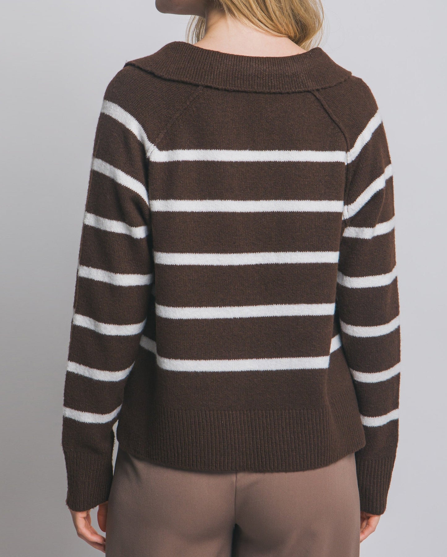 Eden V-neck Stripe Polo Sweater