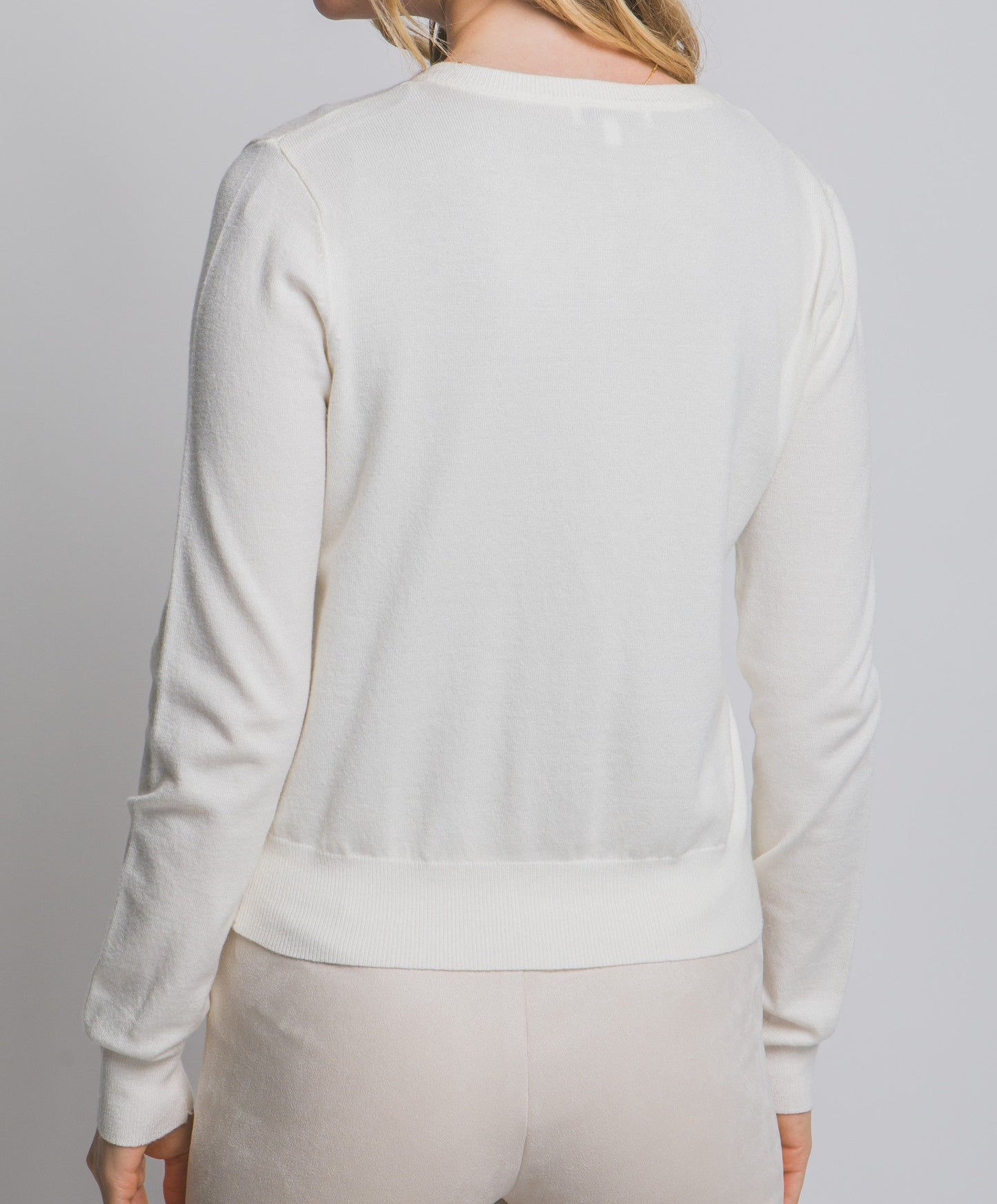 Gia Round Neck Golden Button Up Cardigan