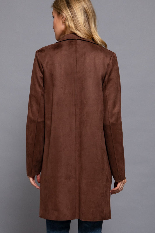 Nora  Big Collar Faux Suede Jacket