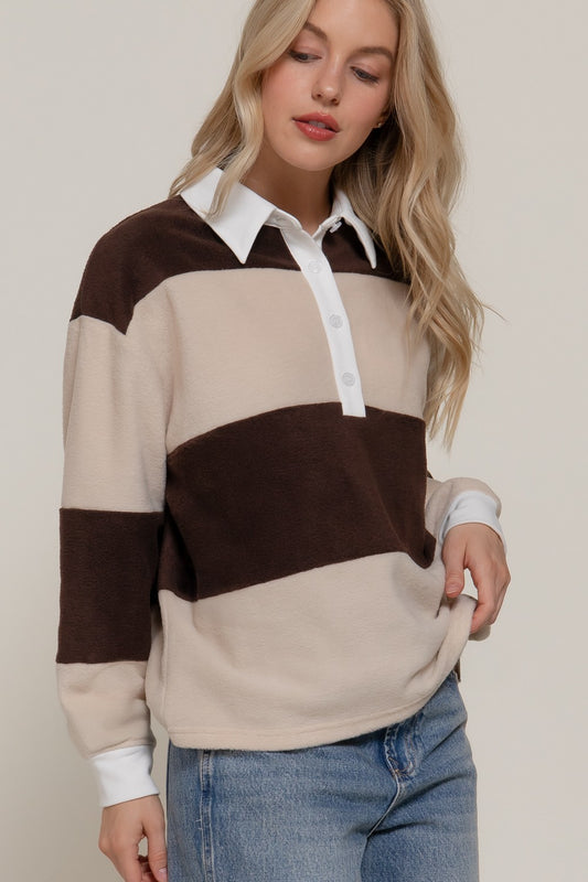 Cozy Stripe Rugby Polo