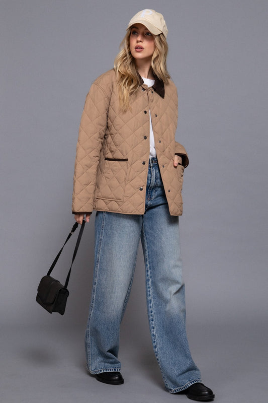 Tilly Lapel Collar Quilted Puffer Work Jacket