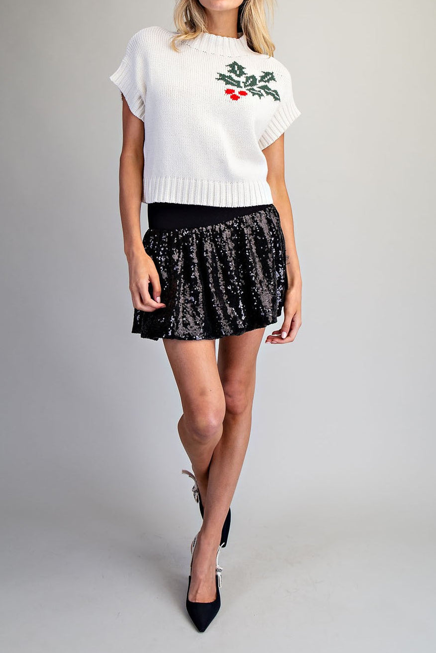 Holly Intarsia Short Sleeve Sweater