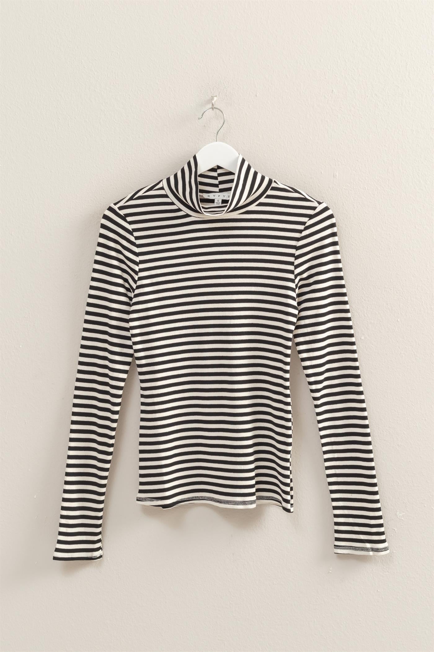 Maeve Fitted Stripe Turtleneck Pullover