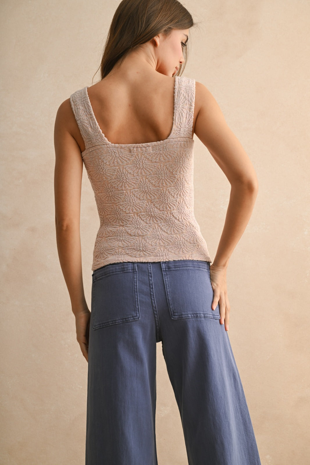 Beatrix Textured Washed Sleeveless Knit Top