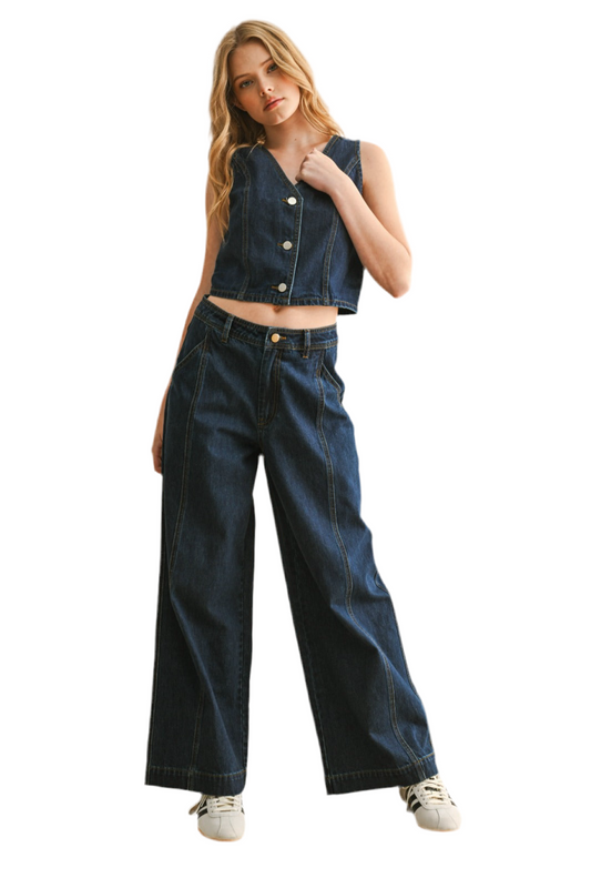 Lenny Dark Denim Wide Leg Pants