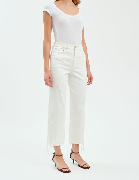 Pleaser High Rise Wide Ankle Jean in Lamb