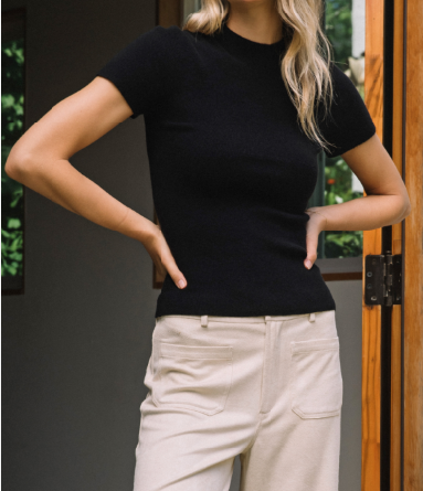 Emma Short Sleeve Soft Knit Sweater Top