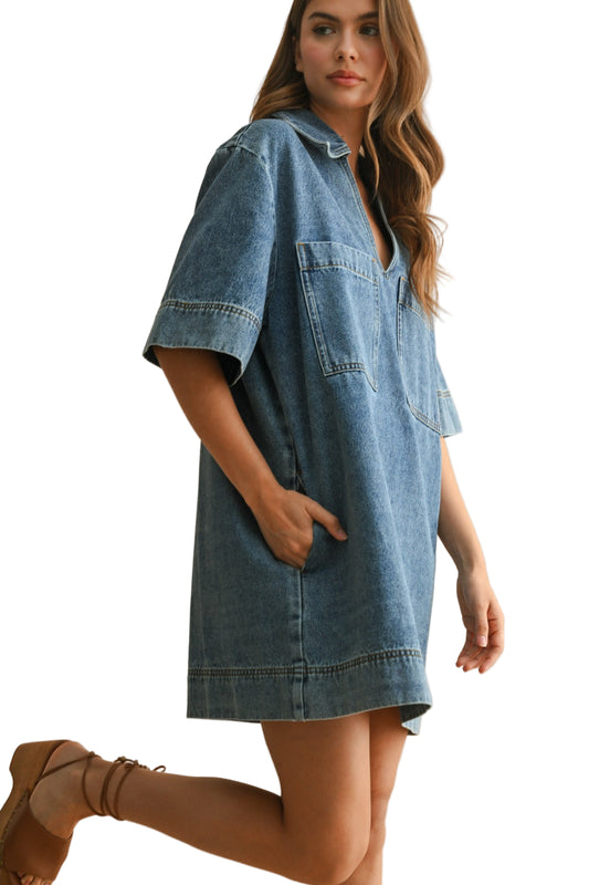 Rodeo Rose Short Sleeve Denim Dress