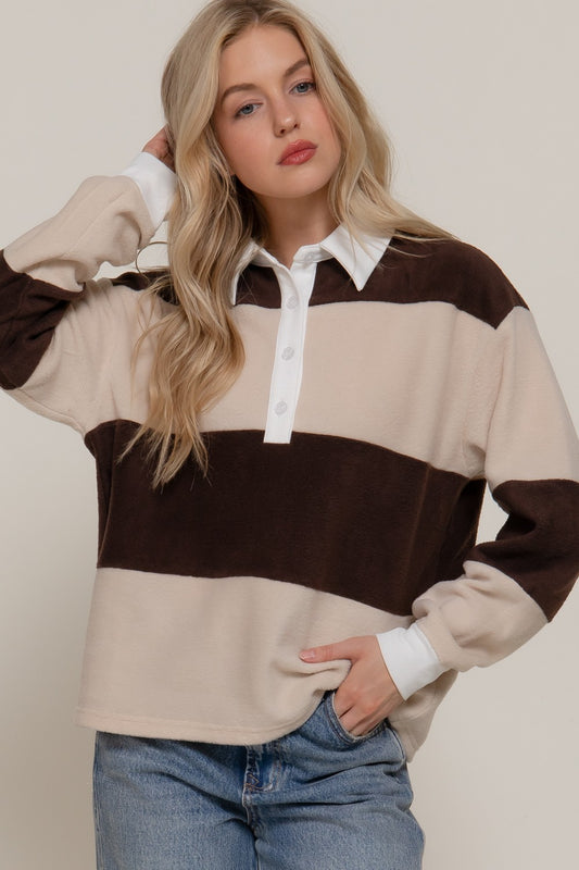 Cozy Stripe Rugby Polo