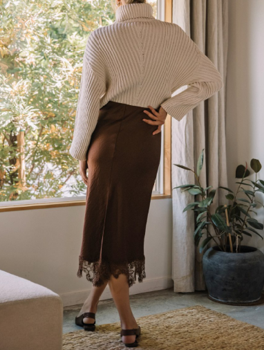 Coco Lace Trim Midi Skirt