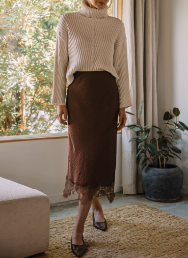 Coco Lace Trim Midi Skirt