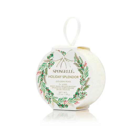 Spongelle Holiday Splendor - Golden Pear Holiday Wreath Body Buffer