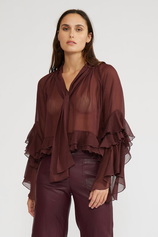 Lucy Paris Kyle Long Sleeve Ruffle Top