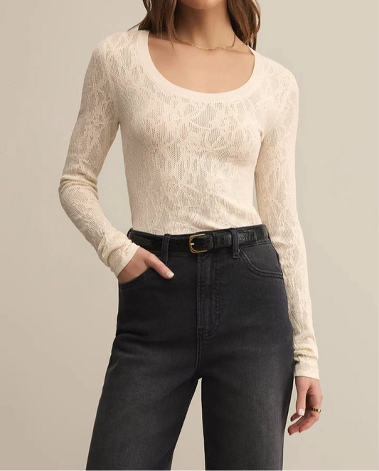 Z Supply Tibi Scoop Mesh Long Sleeve Top