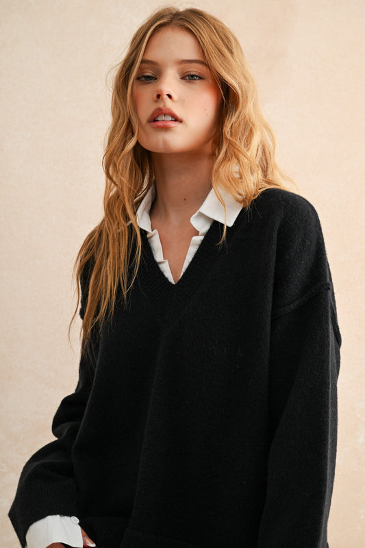 Jessie Black Sweater & Shirt Combo