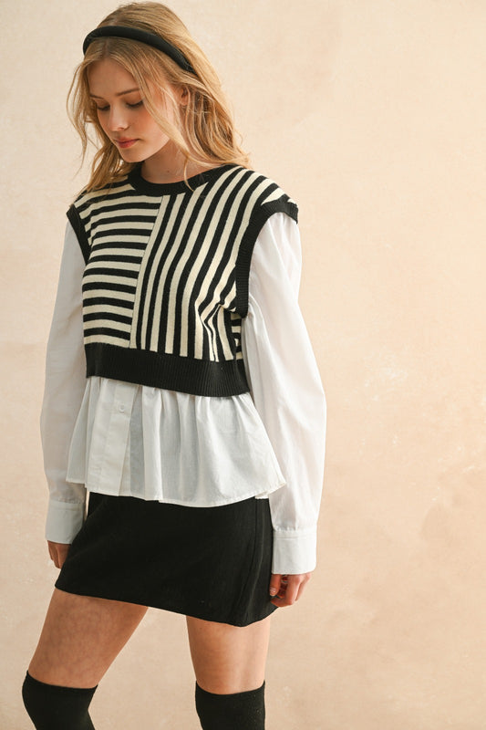 The Colette Stripe Pattern Combo Sweater