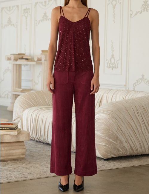ETTA  FAUX SUEDE WIDE LEG PANTS