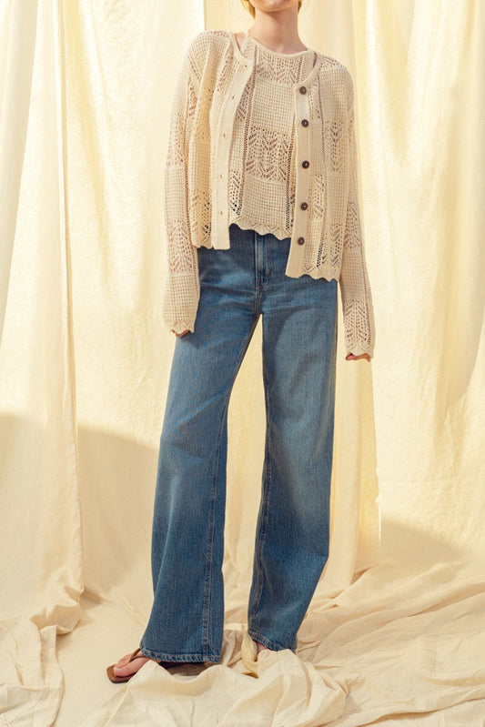 June Patch Work Effect Crochet Knitted Cardigan