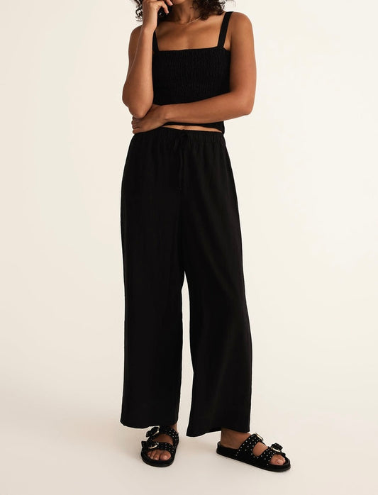 Easton Textured Linen Elastic Waistband  Pant