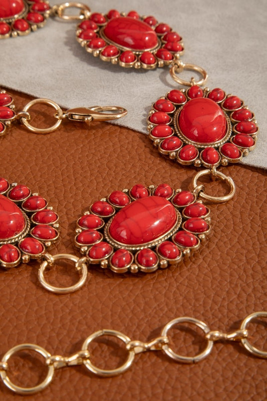 Western Oval Concho Disc Chain Belt