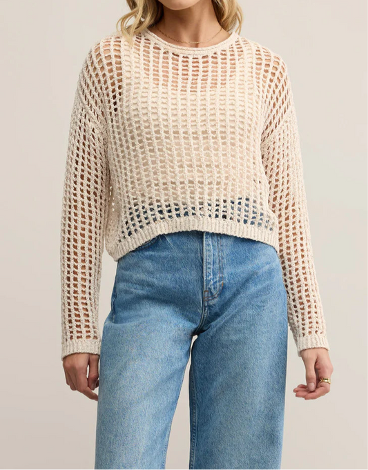 Z Supply Felix Cropped Crochet Sweater