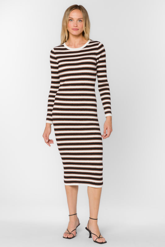 AUBRIANA Stripe Knit Midi Dress
