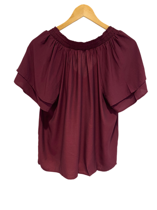 Yana Short Sleeve Split Neck Top