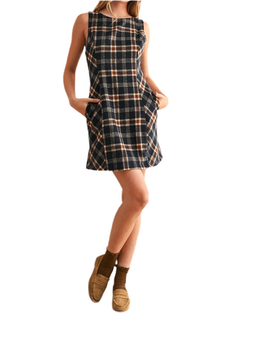 Blake Sleeveless Plaid Mini Dress