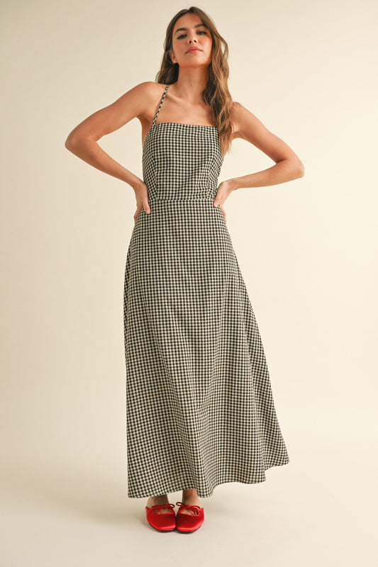 Nikki Gingham Pattern Maxi Dress