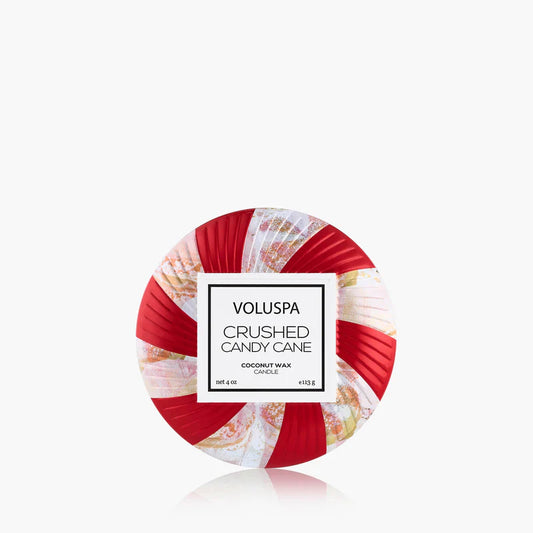 Voluspa Crushed Candy Cane Mini Tin Candle 4oz