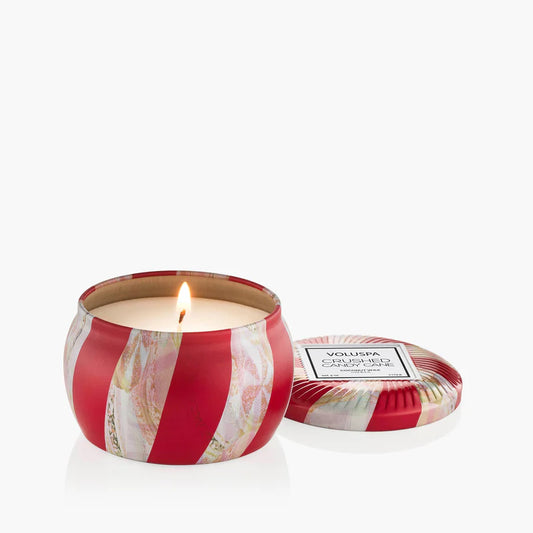 Voluspa Crushed Candy Cane Mini Tin Candle 4oz