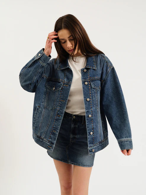 Daze Beau Boyfriend Jacket in Vintage Blue